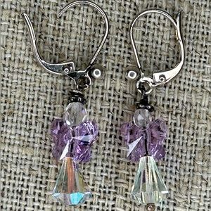 Pink Swarovski Crystal Angel earrings